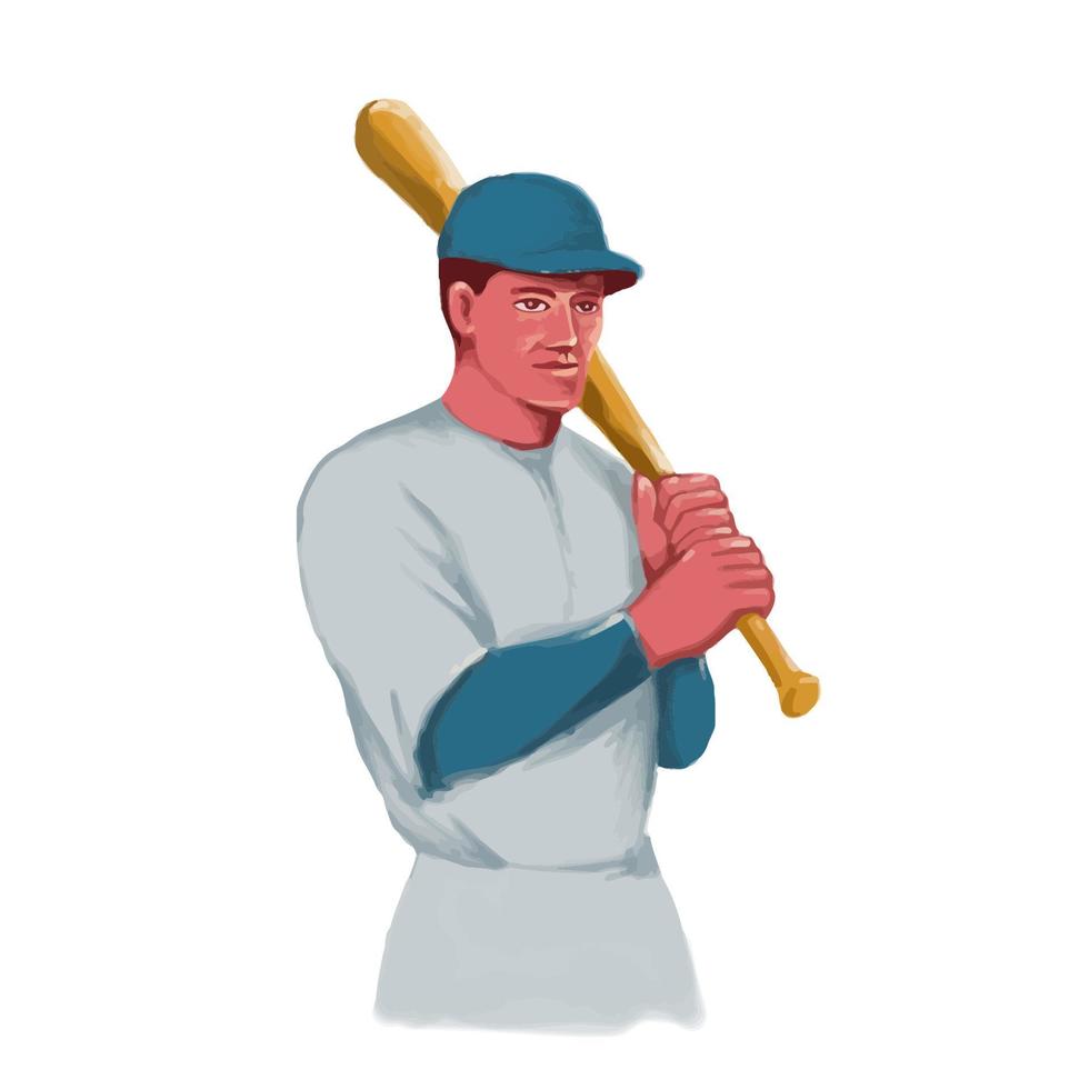 Vintage Baseball Player Bat Watercolor vector