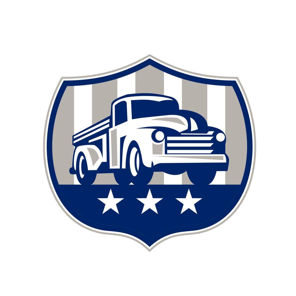 vintage camioneta estados unidos bandera cresta retro vector