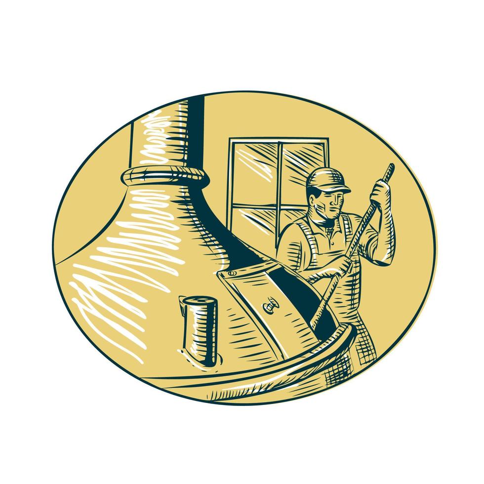 Brewermaster Brewer Brewing Beer Etching vector
