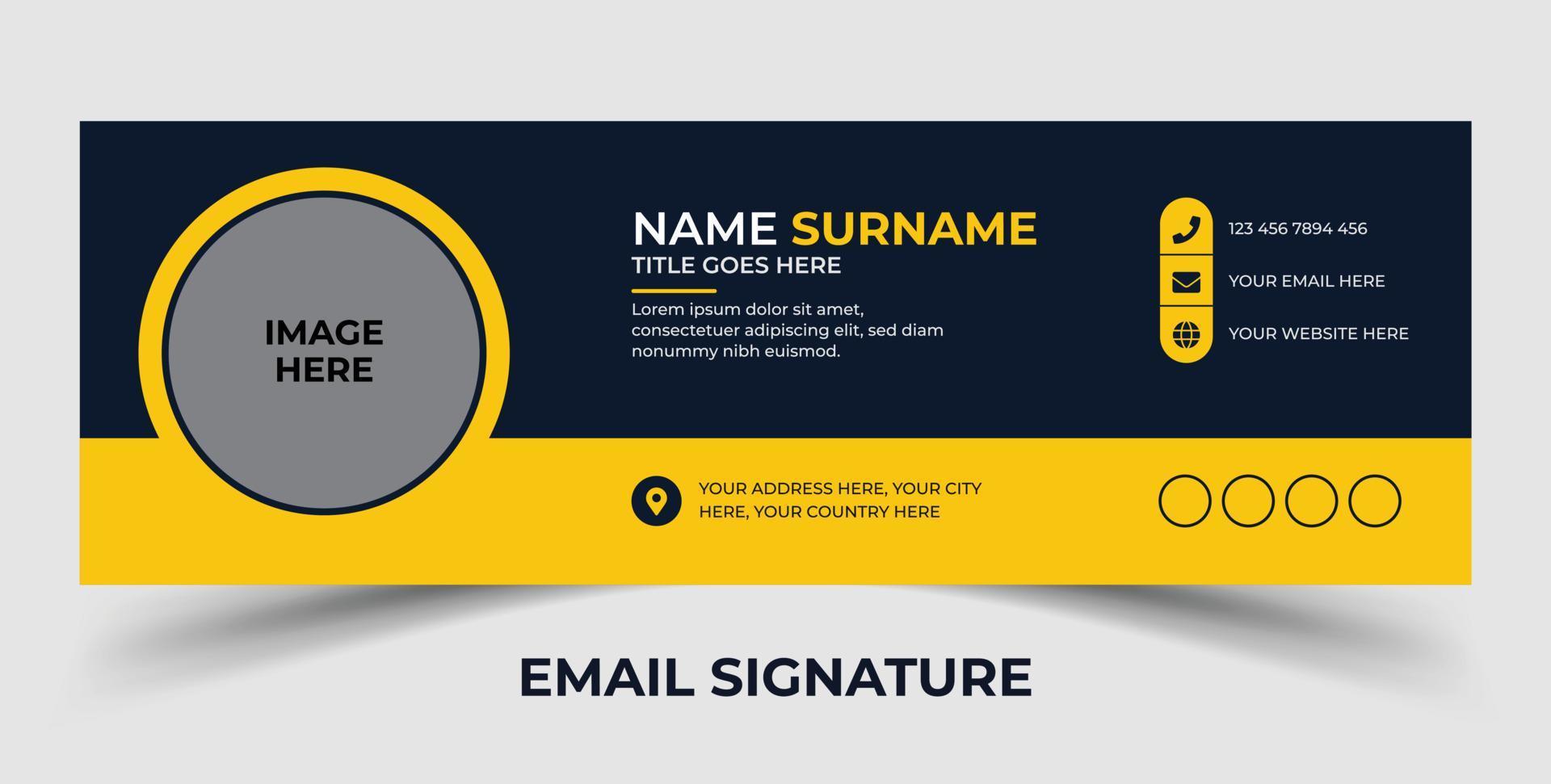 Minimalist email signature template design or email footer and personal social media cover vector