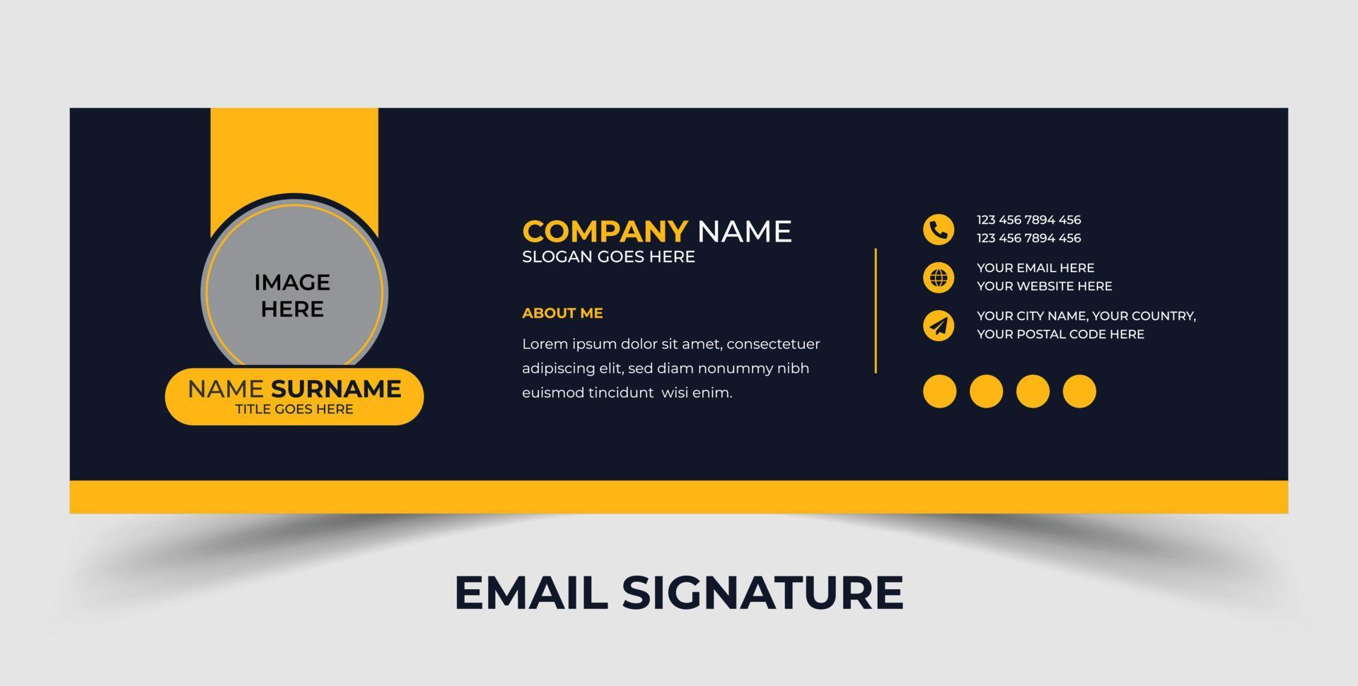 Minimalist email signature template design or email footer and personal social media cover vector