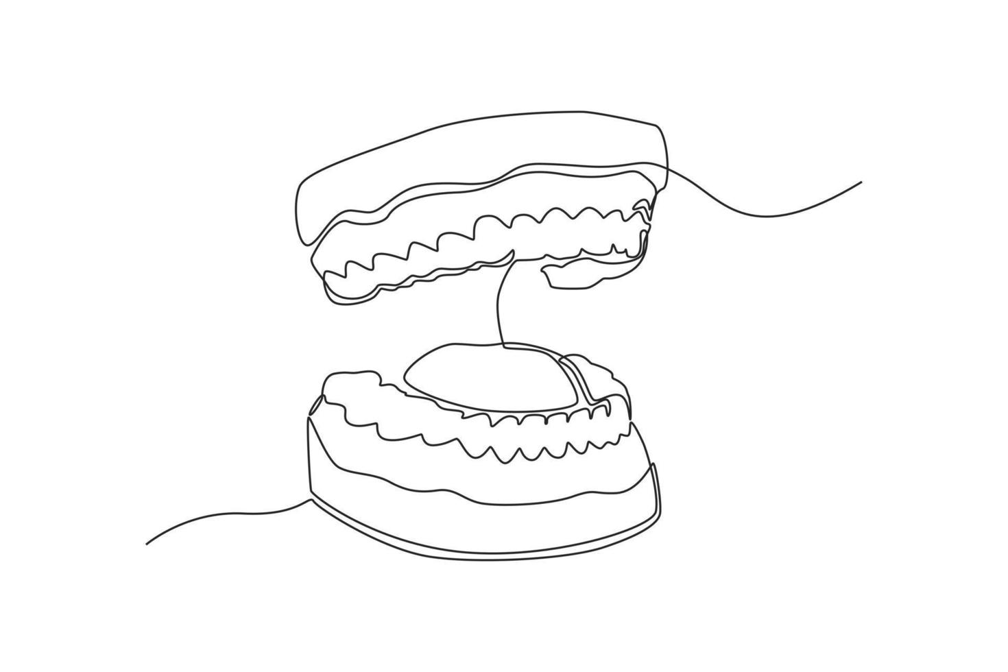 A continuous line, depicting the shape of the human tooth condition, Simple line, continuous line vector