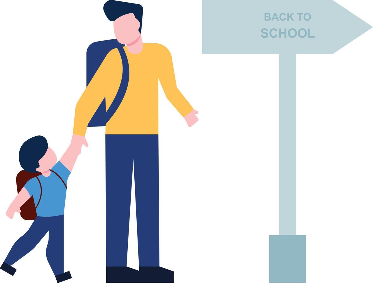 The boy and the child are going back to school. vector