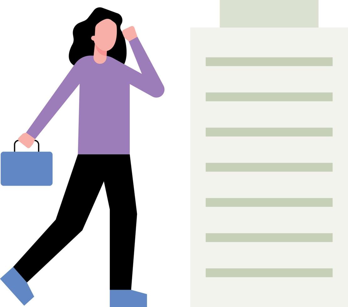 The girl is going into the building. vector