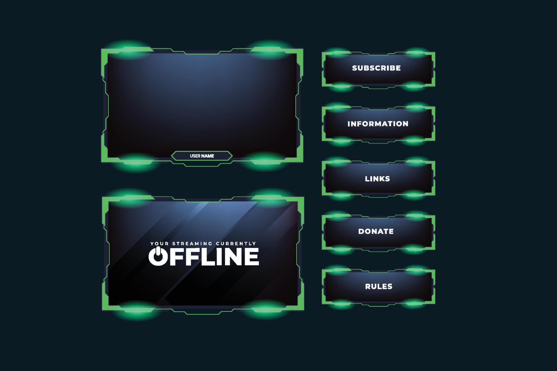 Green screen overlay vector on a dark background. Live gaming screen