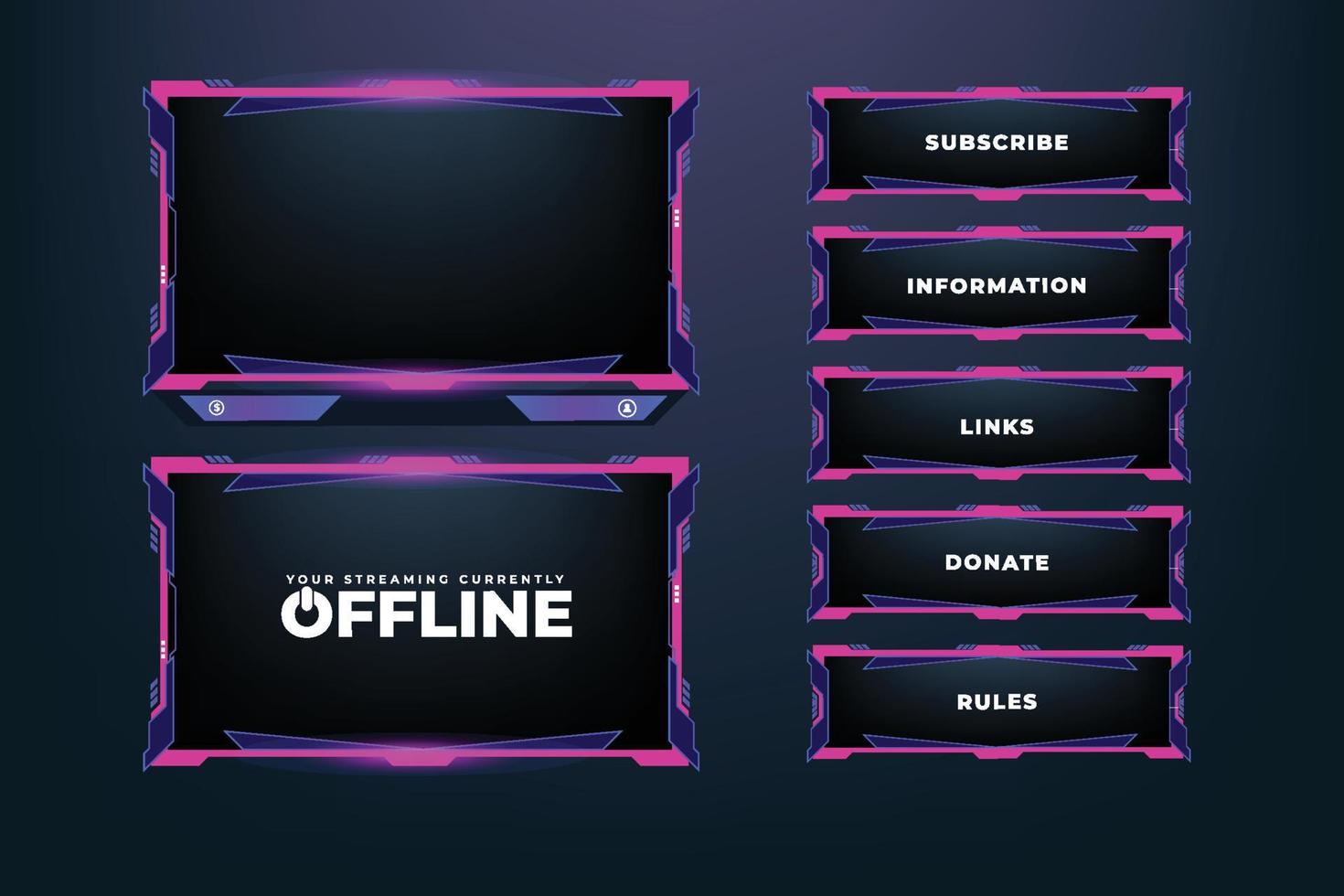 Live streaming overlay vector with girly pink color borders. A ...