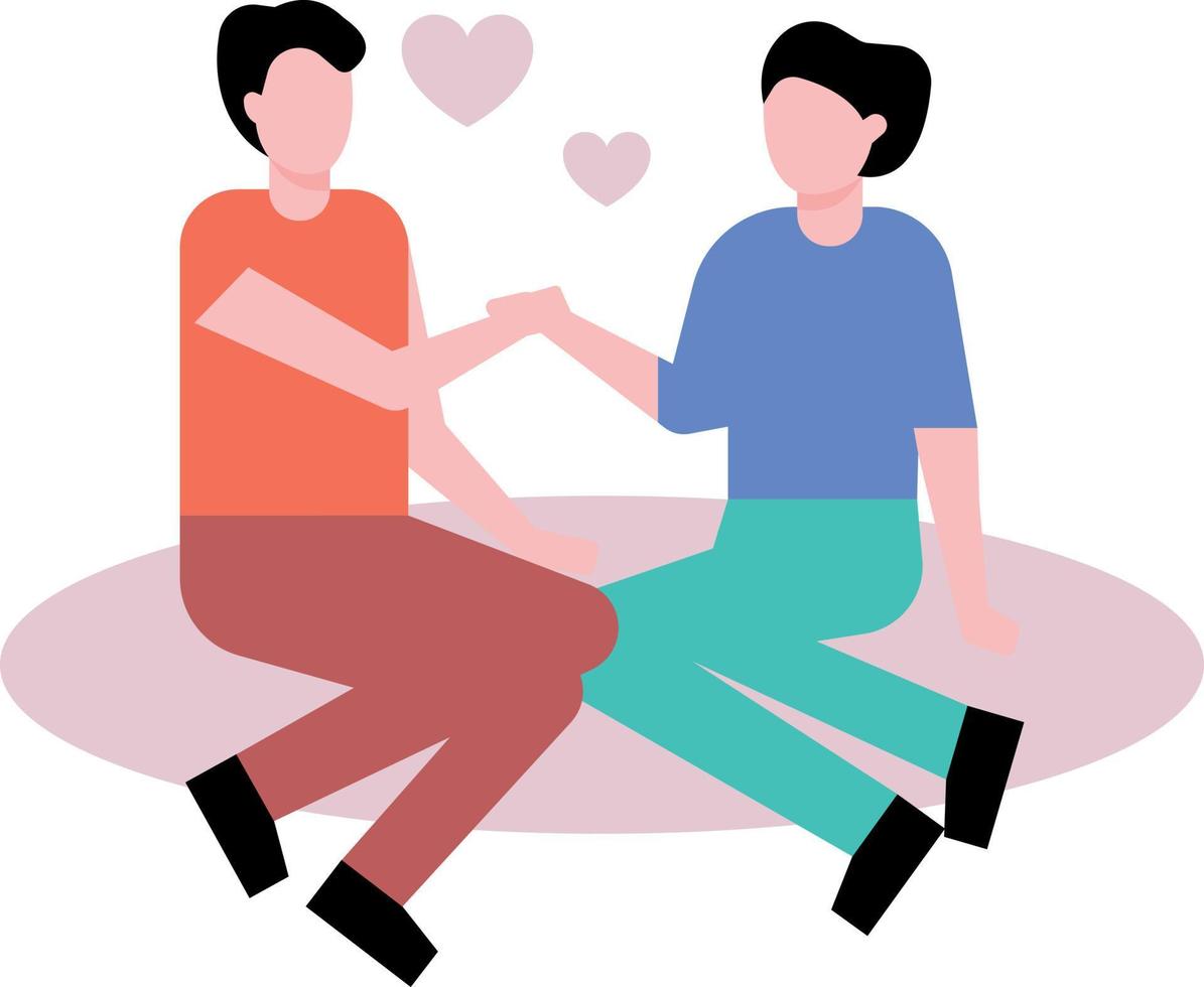 The couple is holding hands. vector