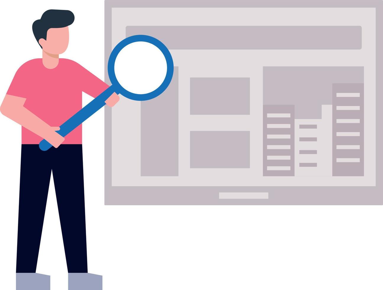 Guy searching for property online. vector