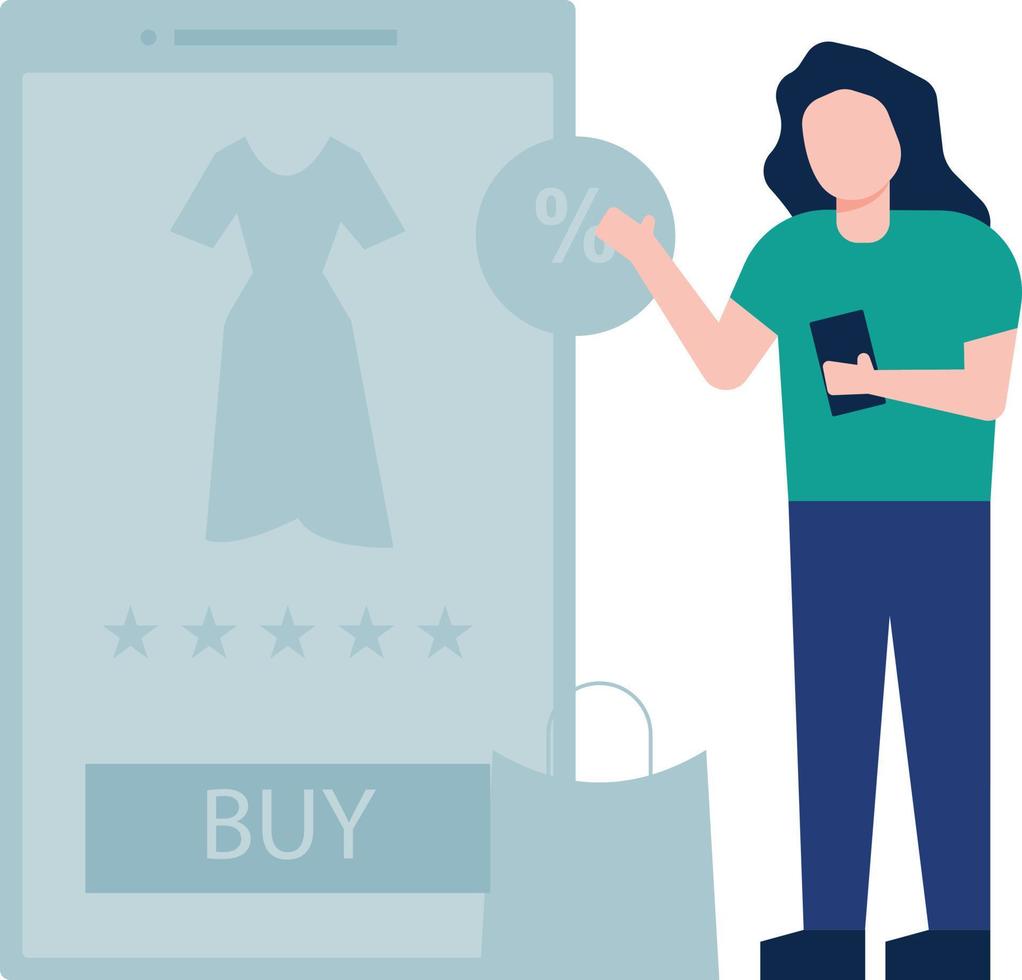 Girl is buying clothes online. vector