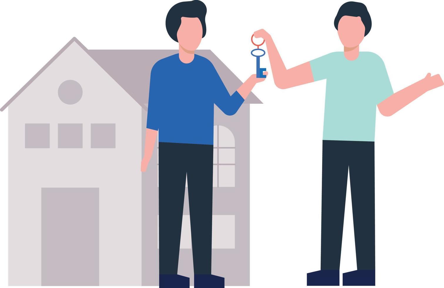 The agent gives the house keys to a person. vector