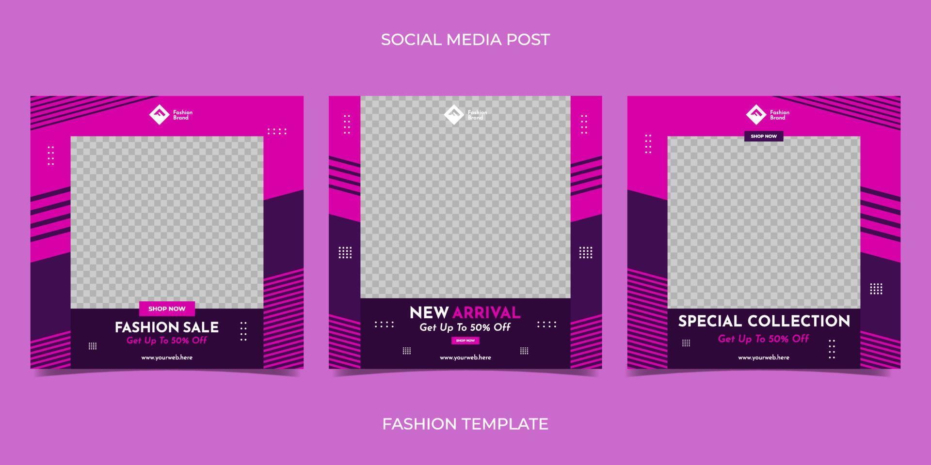 Fashion sale for social media feed template. Suitable for web internet ads, promotion brand, sale promotion, etc. vector