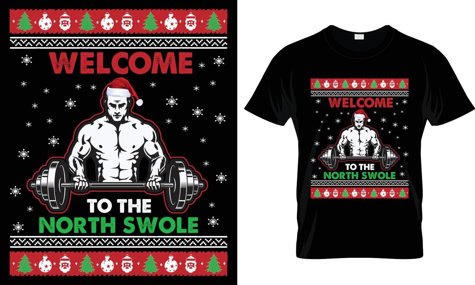 bienvenido al gráfico de diseño de camiseta de fitness de north swole vector