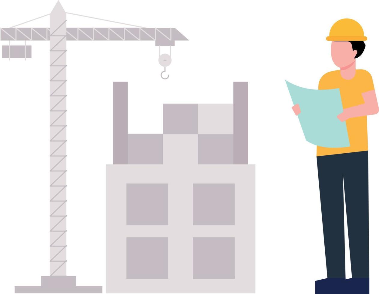 The worker is watching the construction work. vector