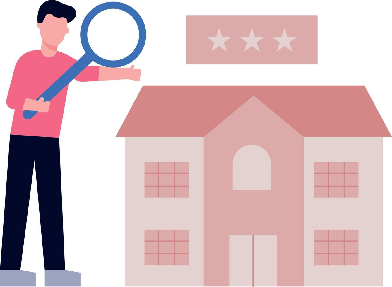 The boy is looking for a three-star apartment. vector