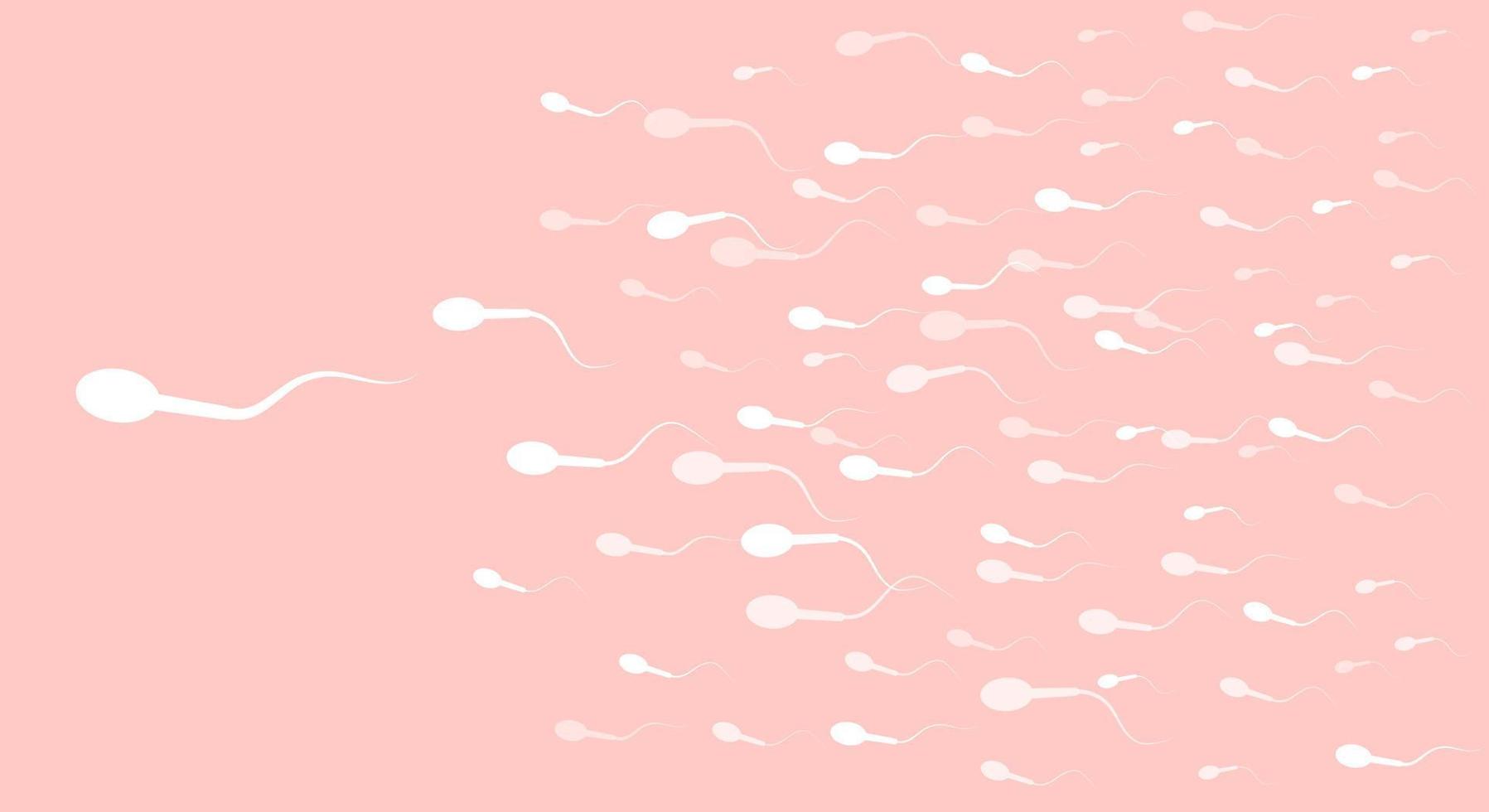 The spermatozoon has shot forward and is heading straight towards the target, pink background. Vector illustration