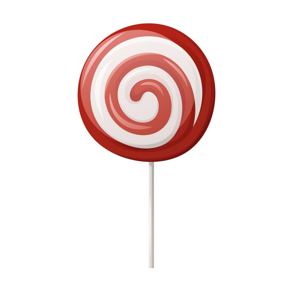 Round lollipop on a stick. Cartoon vector illustration. Christmas and Halloween traditional treat for kids.