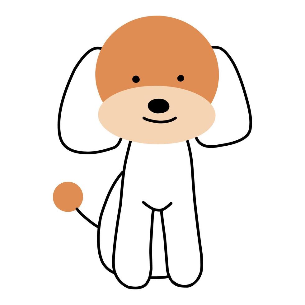 Vector hand-drawn cute dog. Children's color illustration with a dog's muzzle. Isolated on a white background.