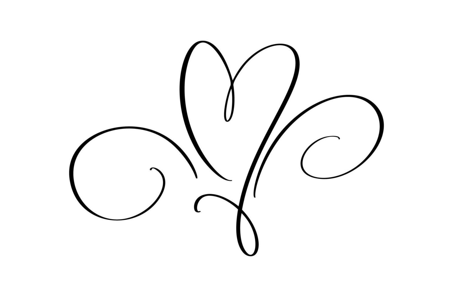 signo de logotipo de corazón de amor caligráfico. vector ilustración romántica símbolo unirse, pasión y boda. elemento plano de diseño de caligrafía del día de san valentín. plantilla para camiseta, tarjeta, invitación