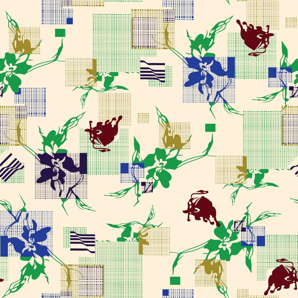 Seamless Floral Pattern in vector.Vector seamless pattern collection.Wild flowers, leaves, branches, candies repeat pattern design set.seamless floral pattern.Handmade. Wallpaper, fabric or design of vector