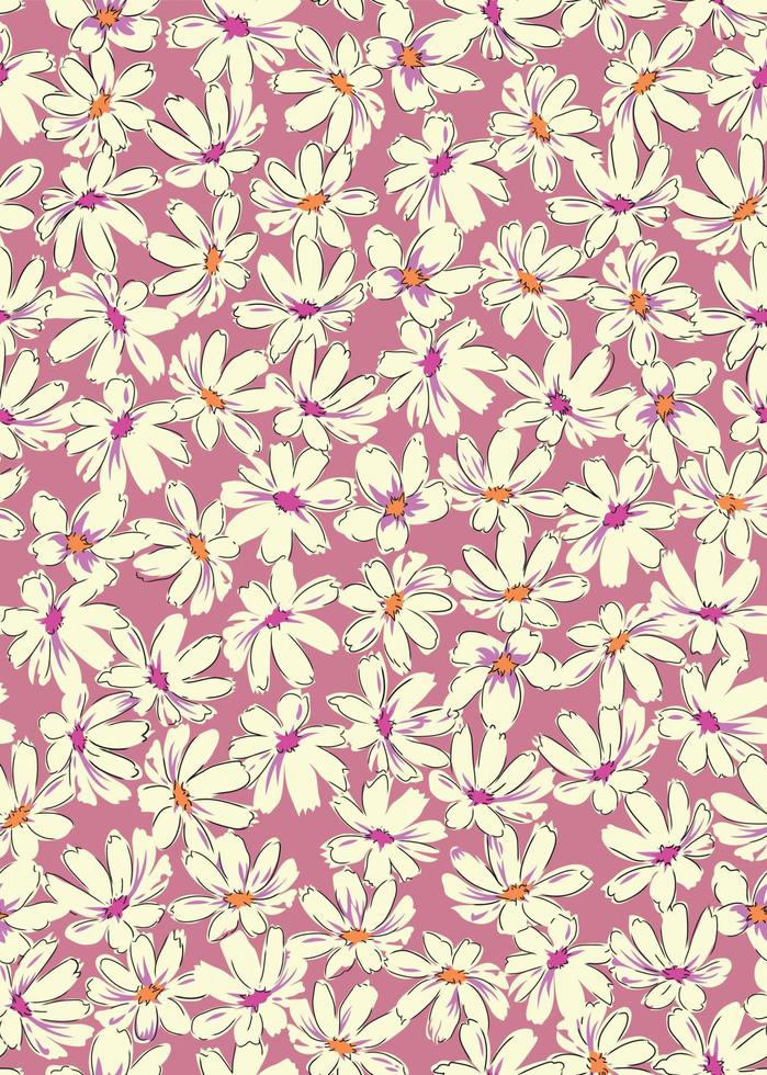 Seamless Floral Pattern in vector.Vector seamless pattern collection.Wild flowers, leaves, branches, candies repeat pattern design set.seamless floral pattern.Handmade. Wallpaper, fabric or design of vector