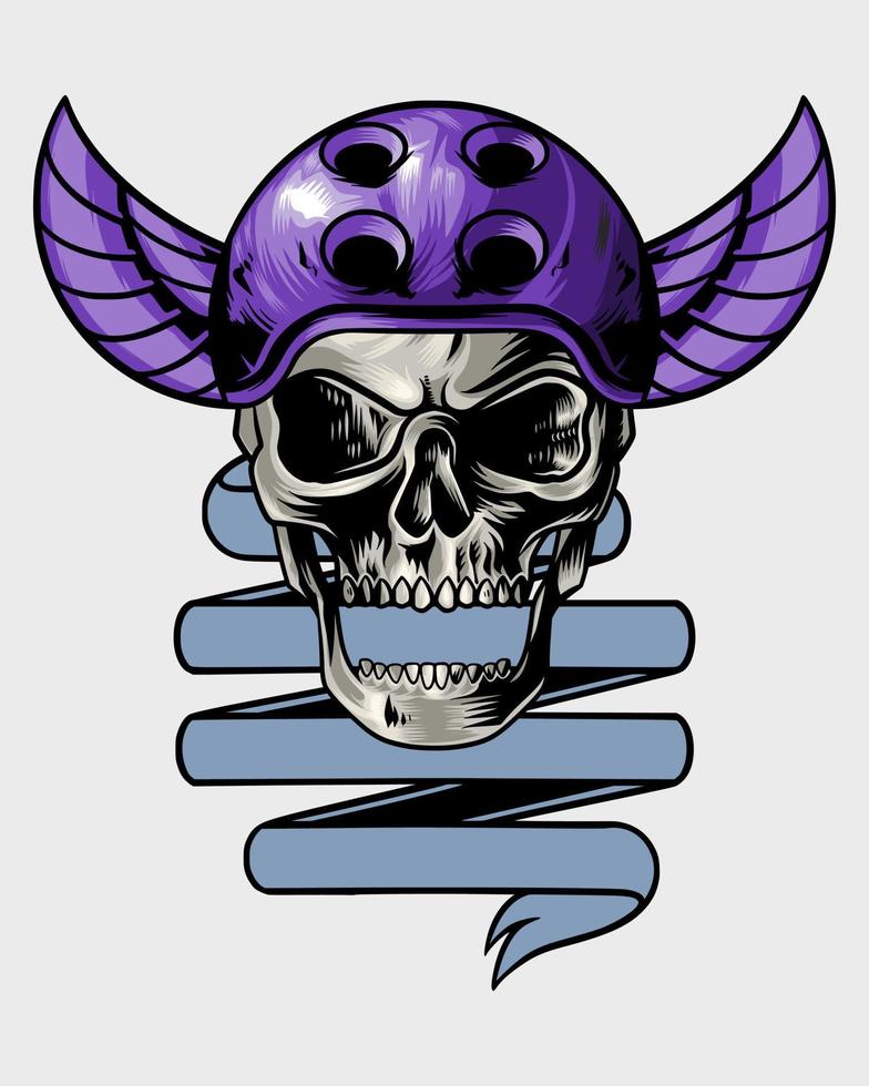 helmet skull logo with wings vector