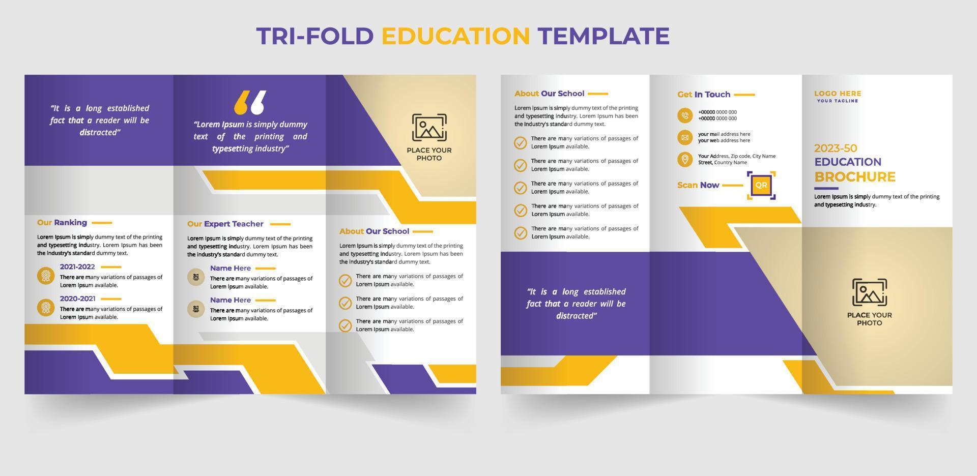 Modern education trifold brochure template design vector