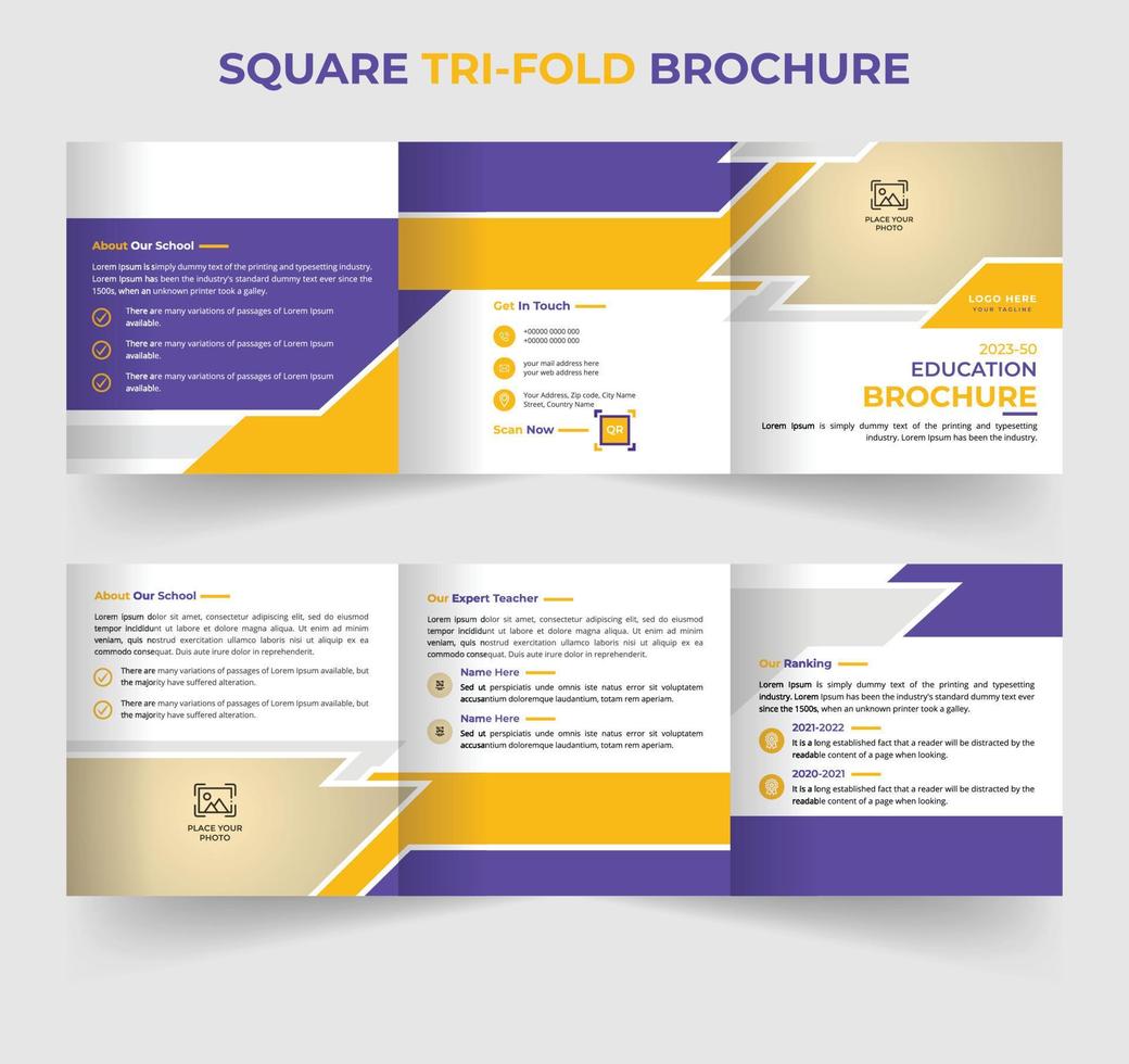 Abstract education square business brochure template design vector