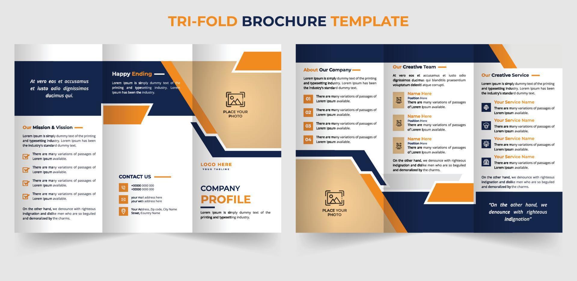 Modern trifold business profile brochure design template vector