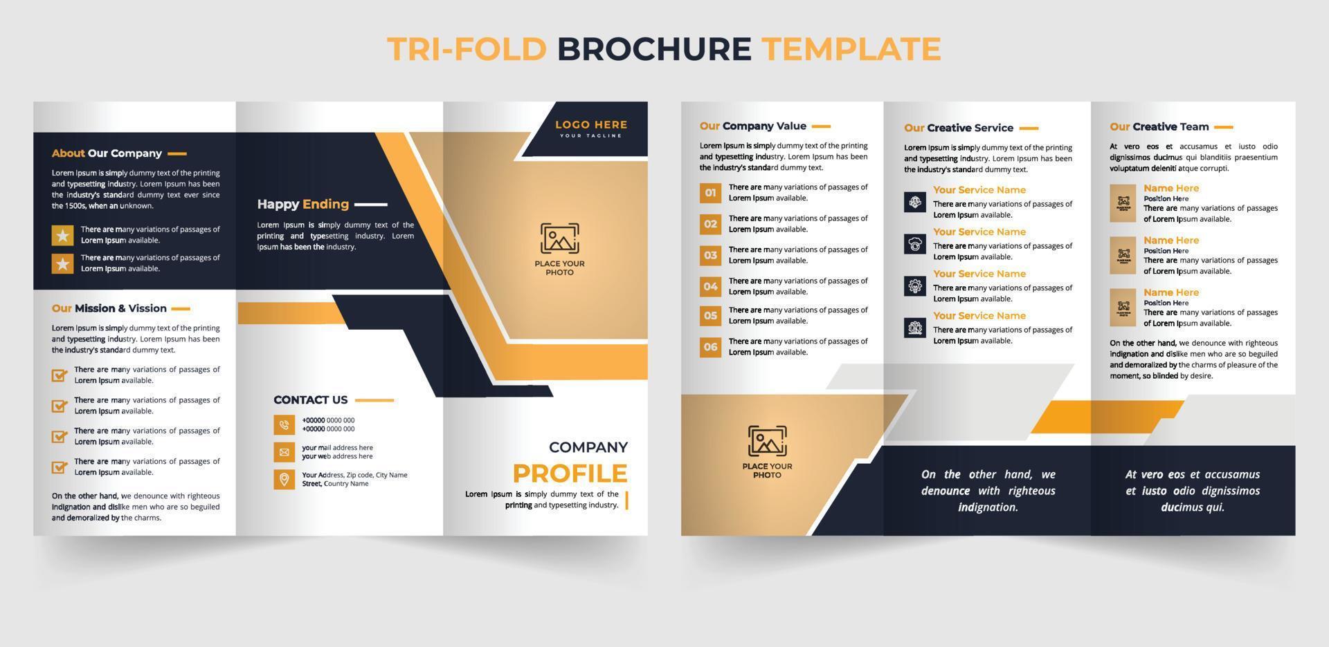 Creative trifold business profile brochure template vector