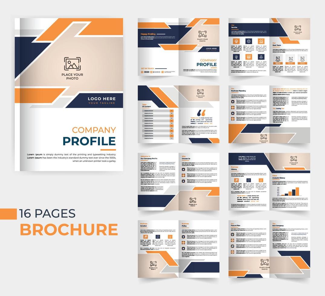 Company profile template design with modern shapes, multipage corporate brochure design vector