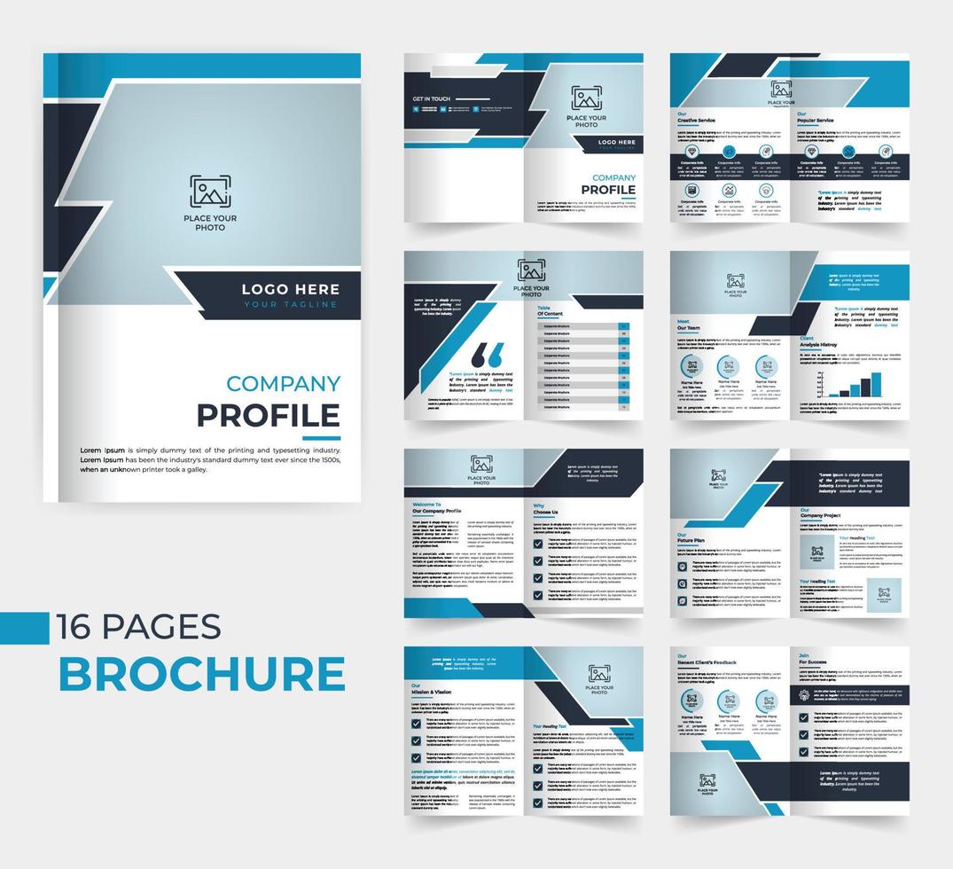diseño de folleto corporativo de plantilla de perfil de empresa con forma creativa vector