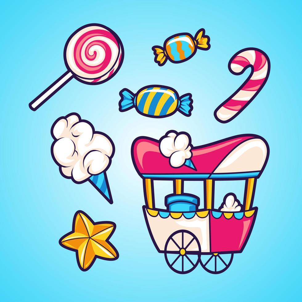 conjunto de ilustración de dulces vector