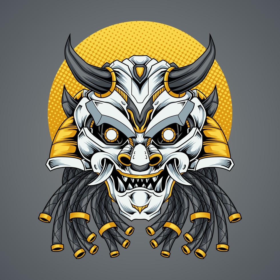 Japanese mask with robotic style vector