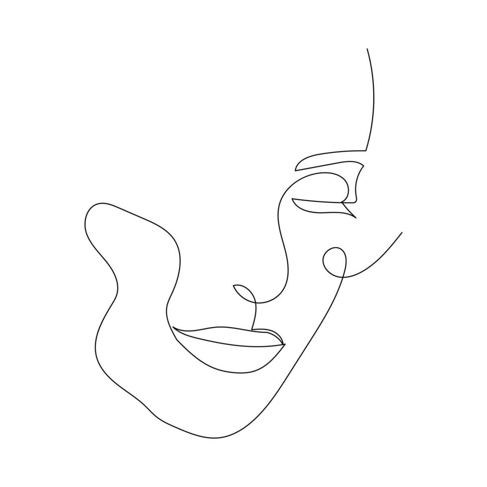 Continuous line drawing of portrait of a beautiful Woman's face. Minimalism art. vector