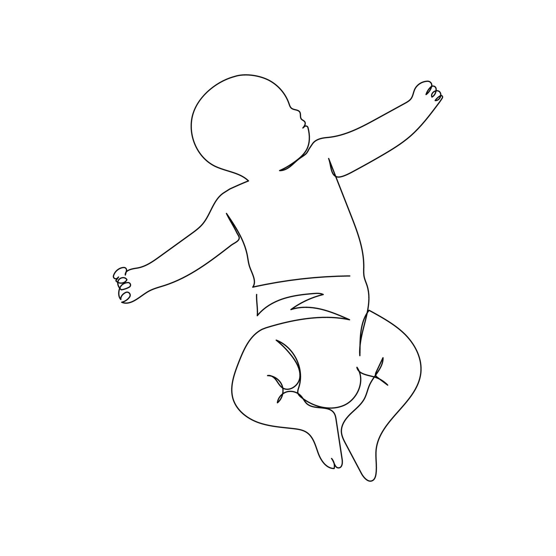 Continuous line drawing of a little baby is lying on the bad