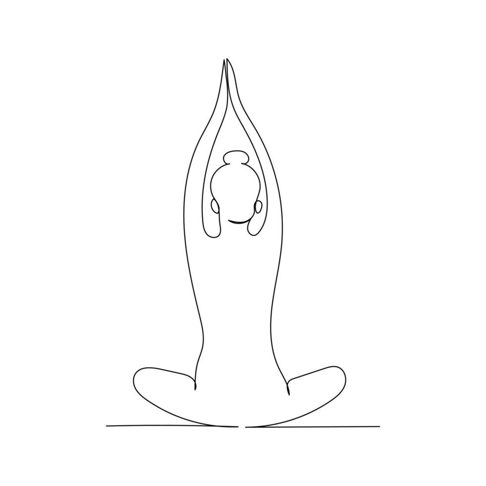 dibujo de línea continua de mujer haciendo ejercicio yoga. arte minimalista. vector