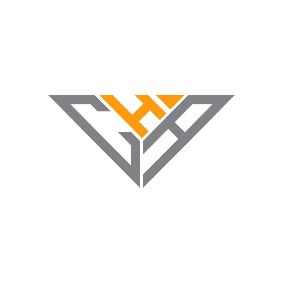 diseño creativo del logotipo de la letra cha con gráfico vectorial, logotipo cha simple y moderno en forma de triángulo. vector