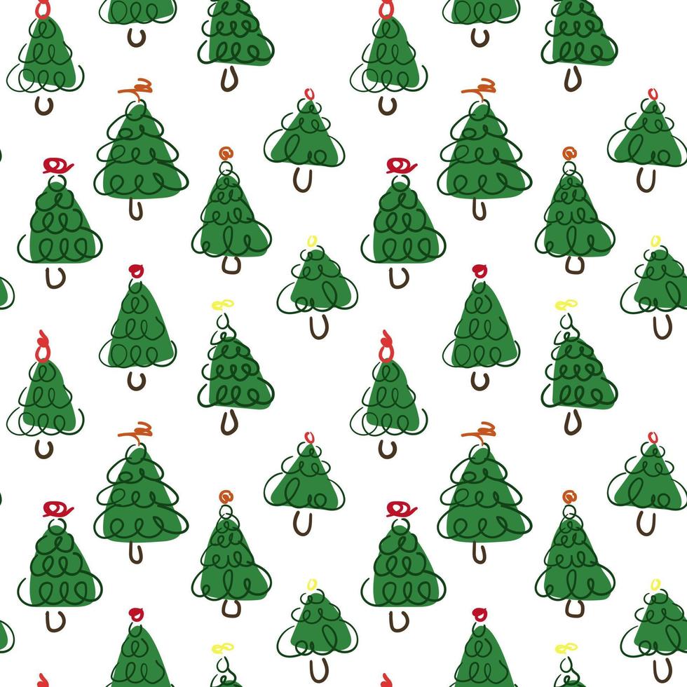 Christmas tree patterns for packaging, printing on textiles. New Year's theme is a Christmas tree in the mass. Seamless pattern on a transparent background for printed products. vector