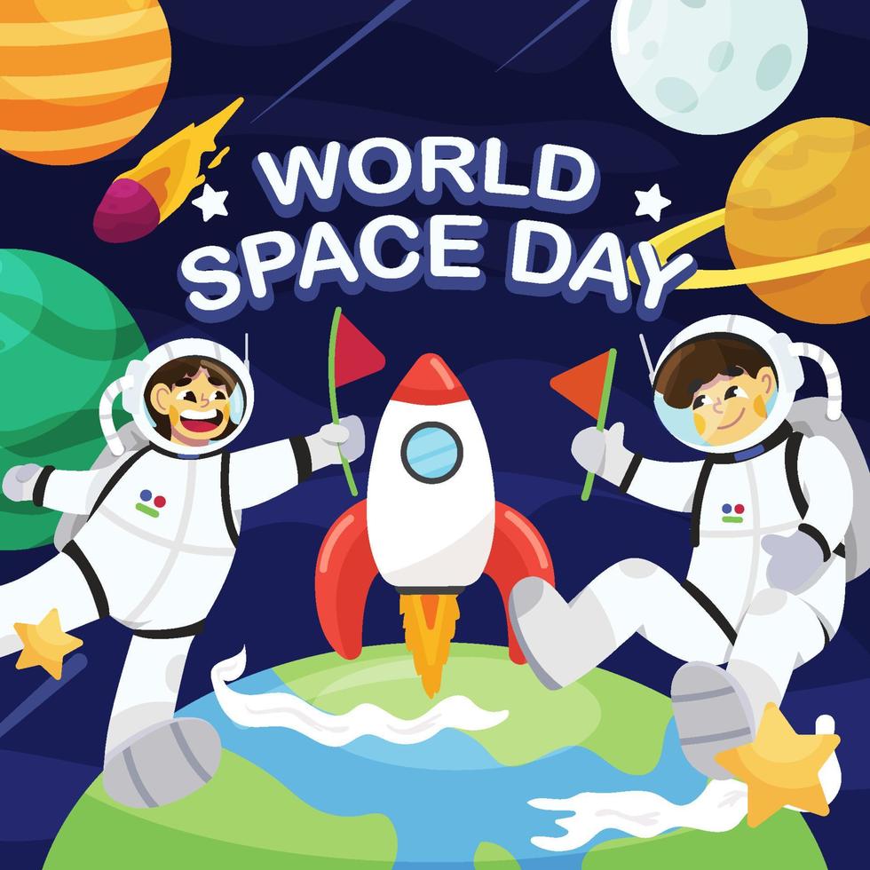 Astronauts Celebrate World Space Day 11959255 Vector Art at Vecteezy