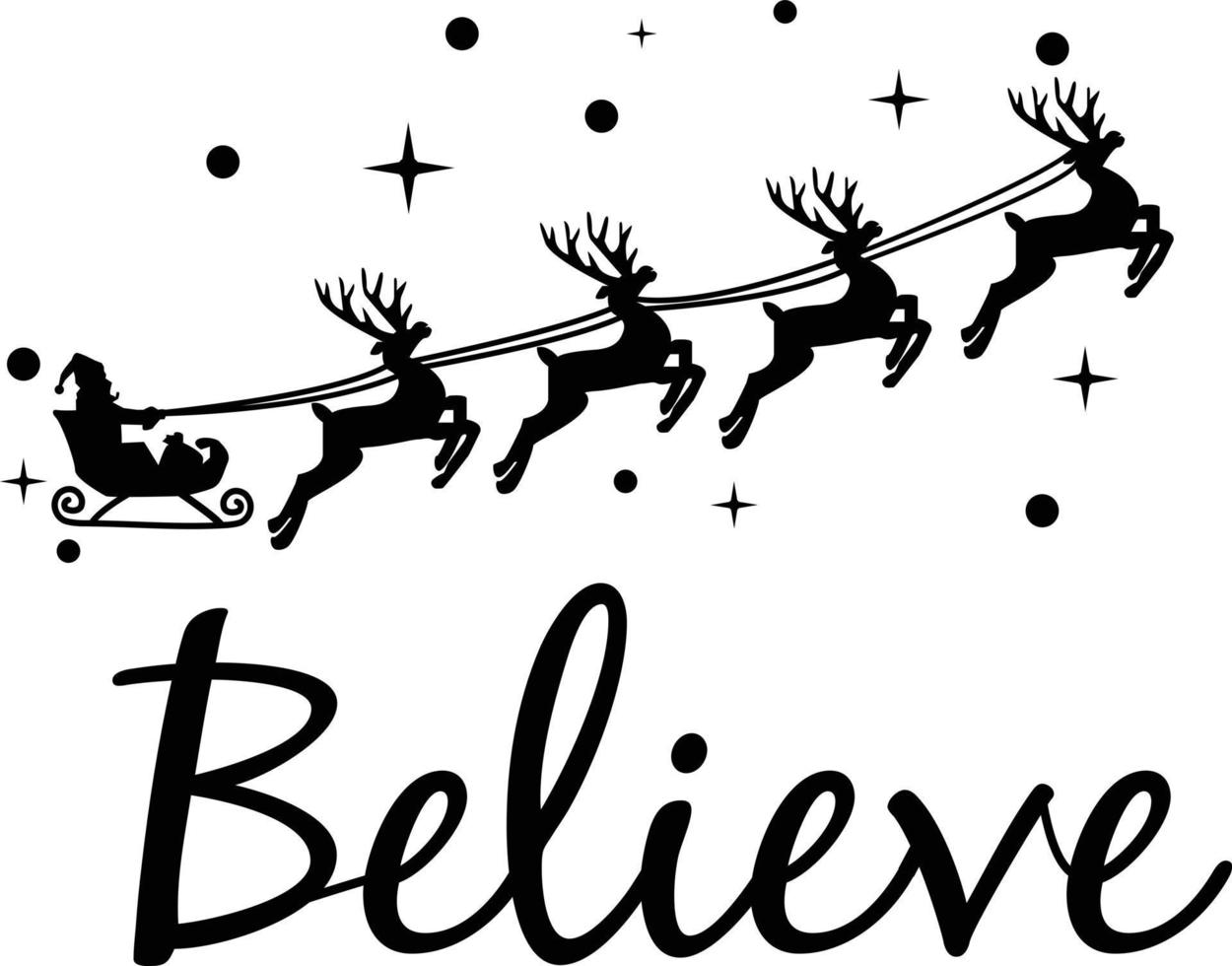 Believe sign on white background. Christmas quotes sign. Santa symbol. Believe in Santa. flat style. vector