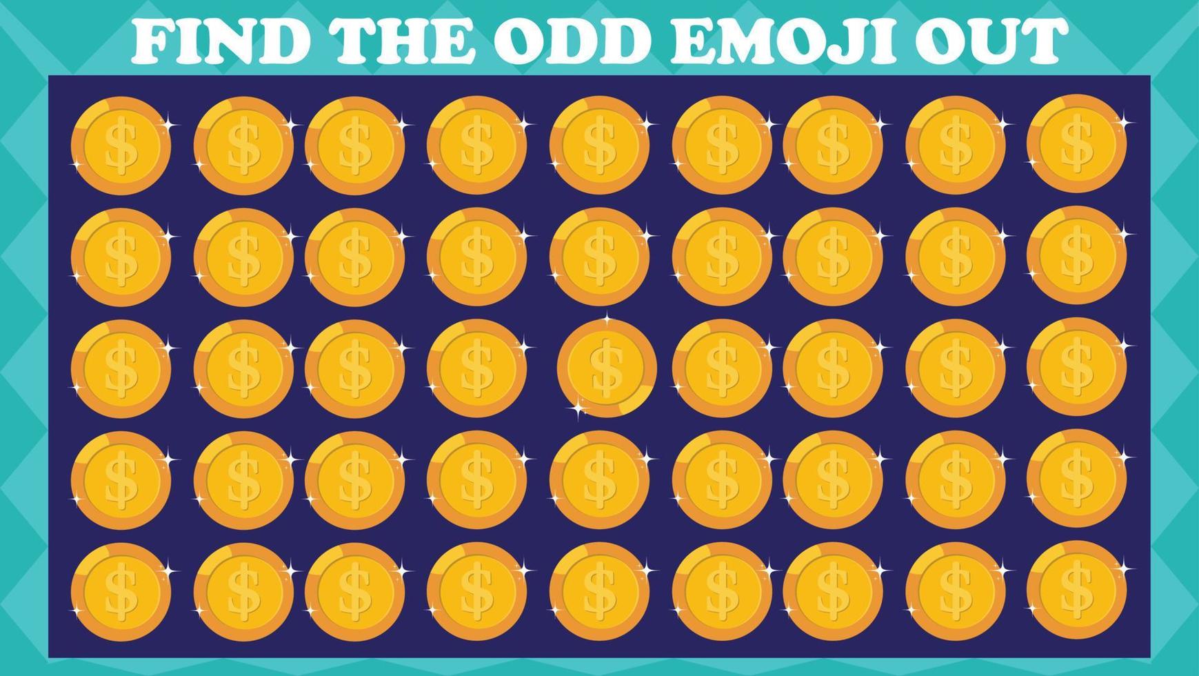 Find The Odd Emoji Out 14, Visual Logic Puzzle Game. Activity Game For Children. Vector Illustration.
