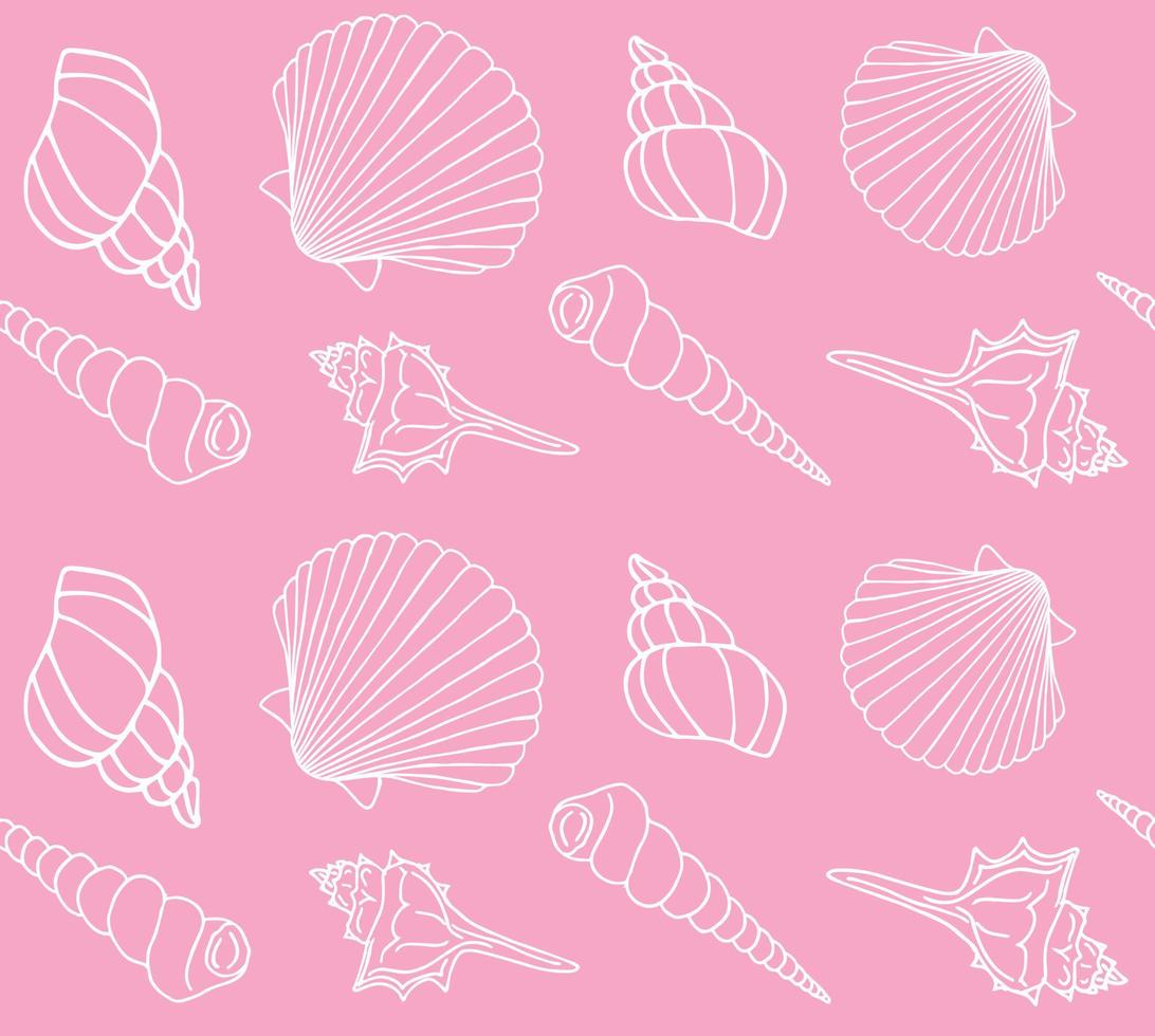 Vector seamless pattern of hand drawn shell