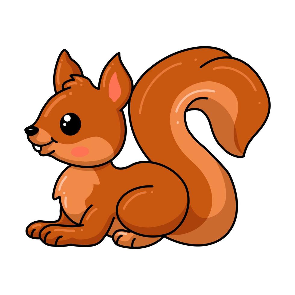 Cute little squirrel cartoon lying down vector