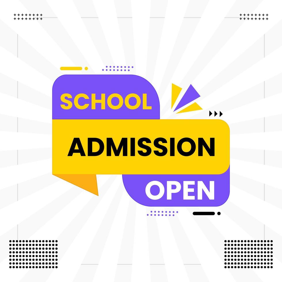 school admission open text promotional banner for social media post template vector