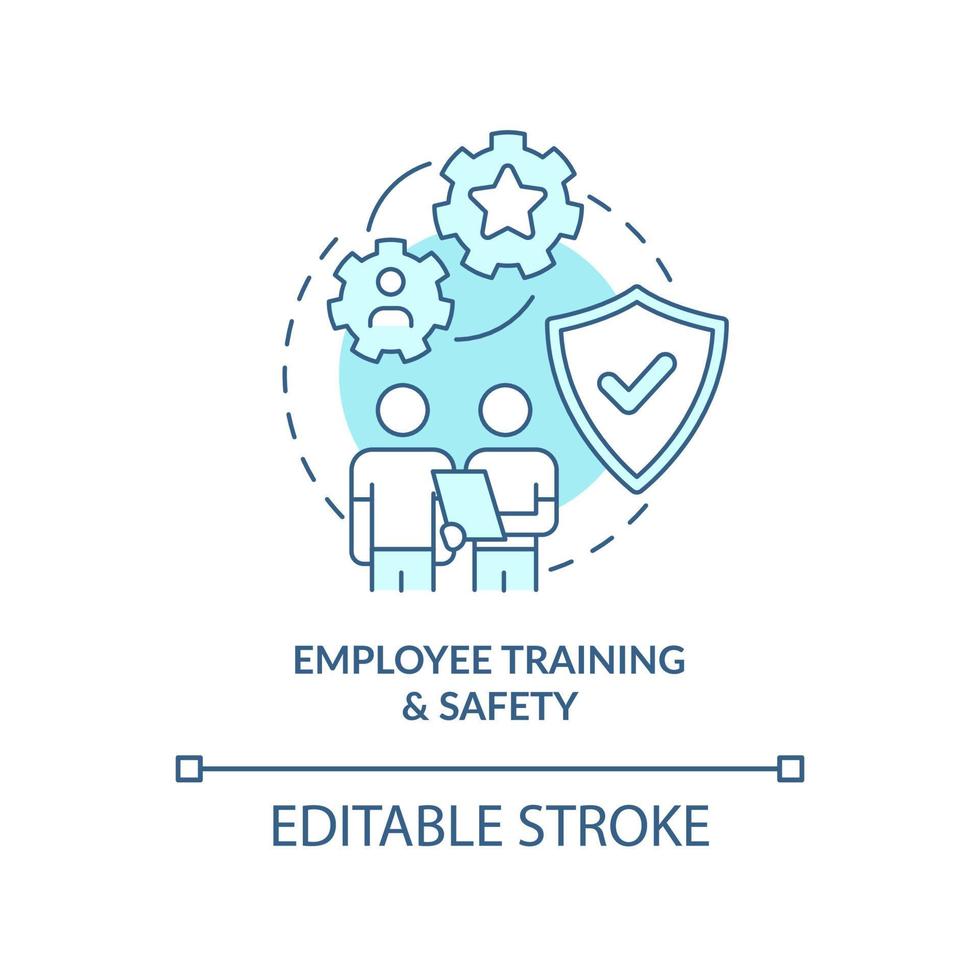 Employee training and safety turquoise concept icon. Total productive maintenance abstract idea thin line illustration. Isolated outline drawing. Editable stroke. vector