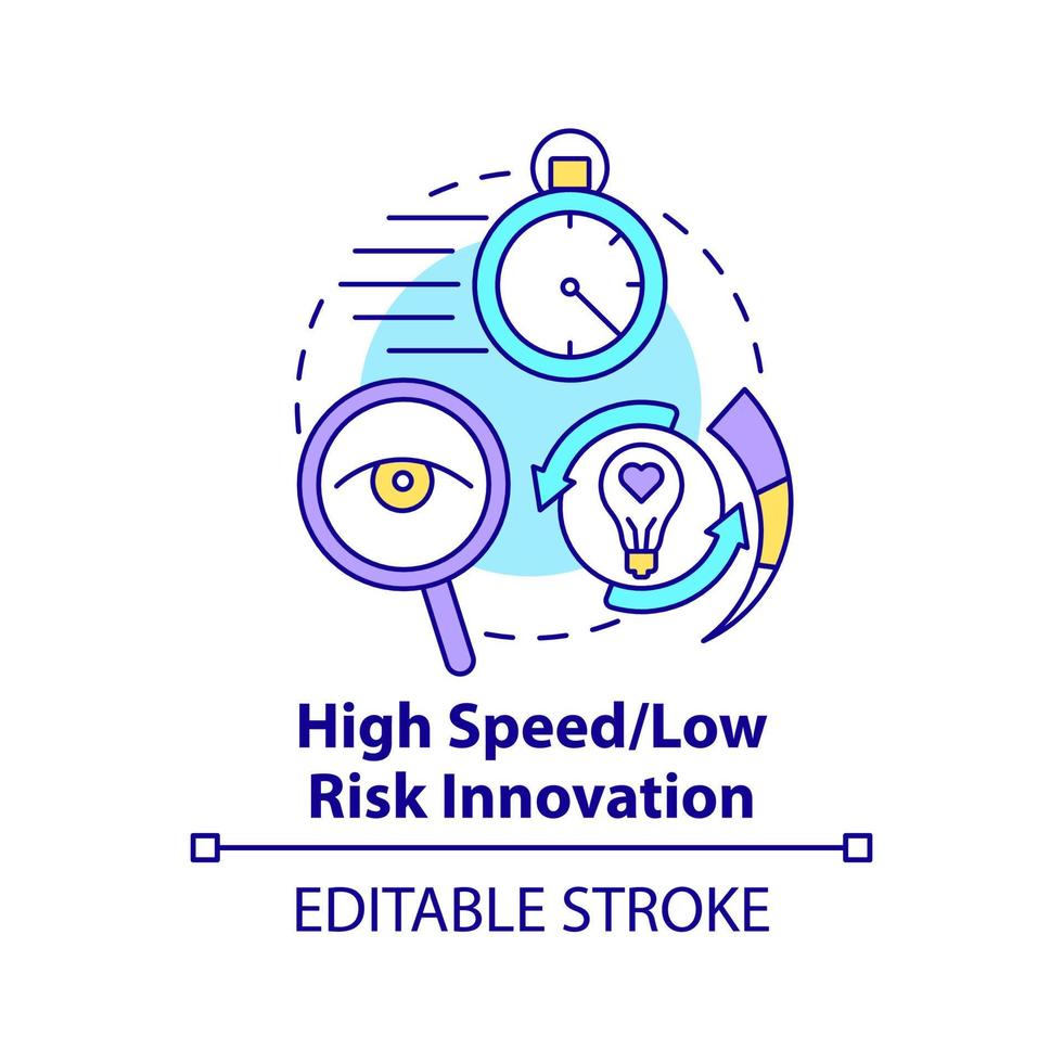 High speed and low risk innovation concept icon. Future innovation concept abstract idea thin line illustration. Isolated outline drawing. Editable stroke. vector