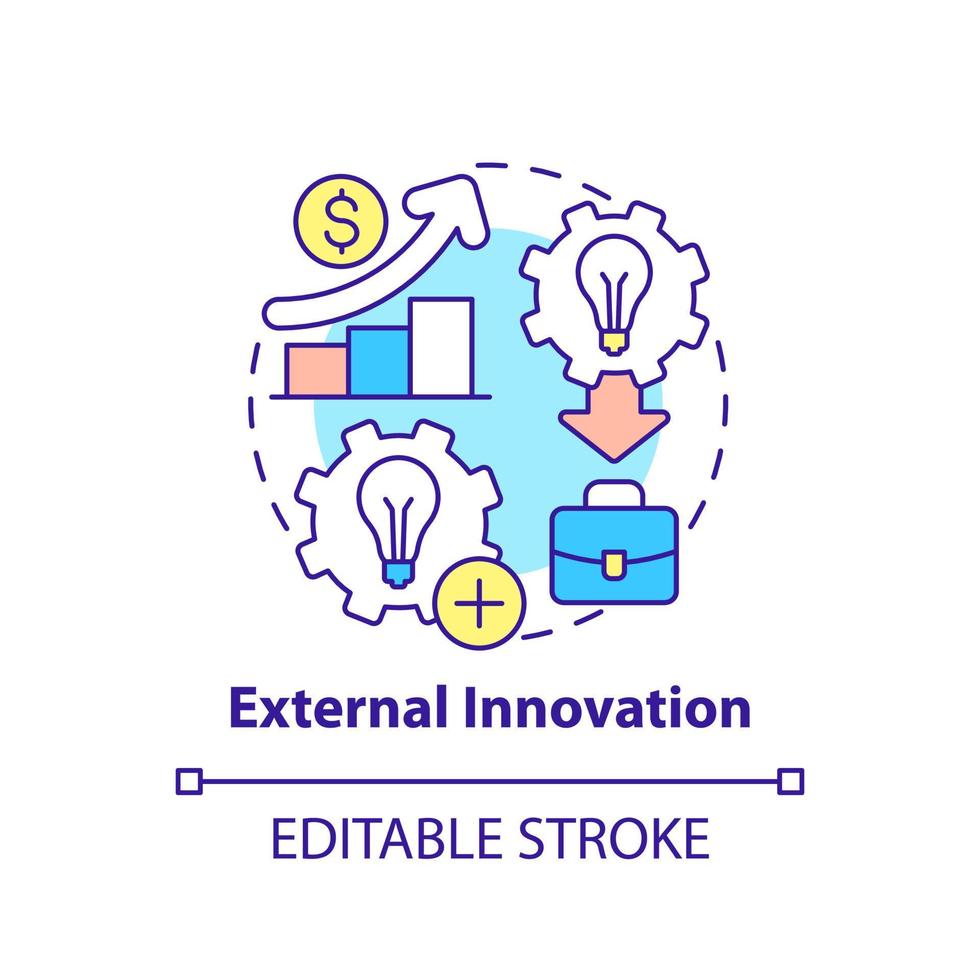 External innovation concept icon. Source for idea generation abstract idea thin line illustration. Partnerships, contracts. Isolated outline drawing. Editable stroke. vector