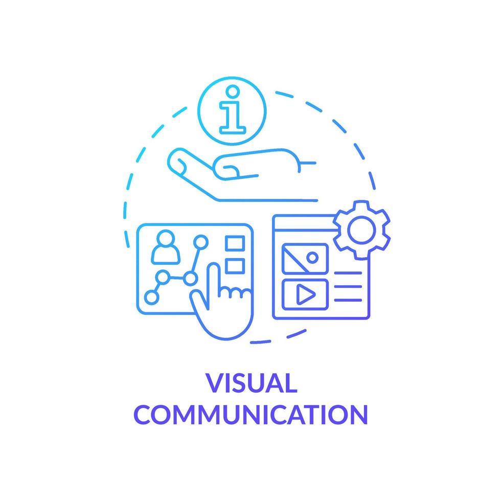 Visual communication blue gradient concept icon. Way to communicate with people abstract idea thin line illustration. Data visualization. Isolated outline drawing. vector