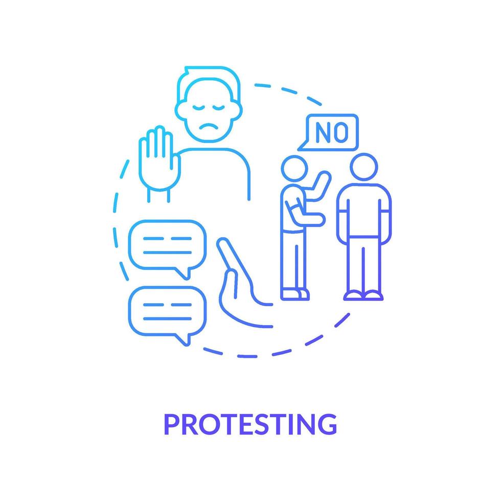 Protesting blue gradient concept icon. Functional communication abstract idea thin line illustration. Expressing objection. Opposition. Isolated outline drawing. vector