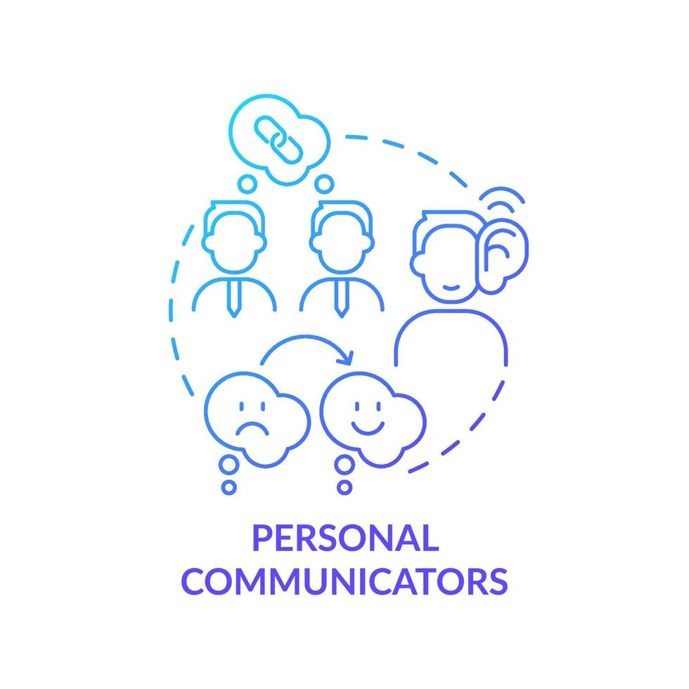 Personal communicators blue gradient concept icon. Business communication style abstract idea thin line illustration. Diplomatic skills. Isolated outline drawing. vector